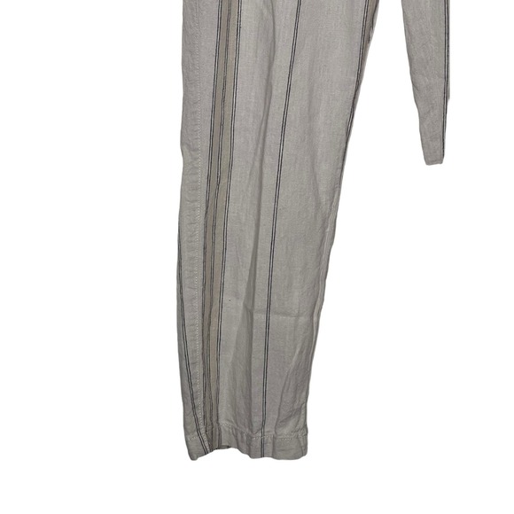 Anthropologie Women Pants Striped Linen Pull On Pockets Tassel Tie Boho Beige XS - Picture 3 of 11